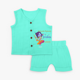 Mukunda Mukunda Customised Jabla set for kids - AQUA GREEN - 0 - 3 Months Old (Chest 9.8")