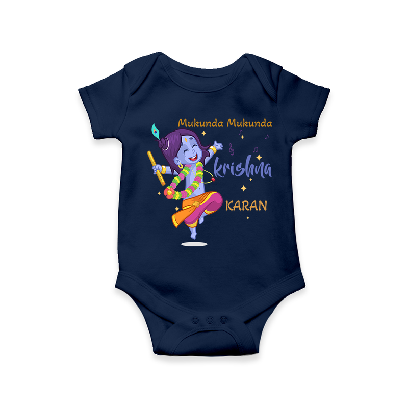 Mukunda Mukunda Customized Romper set for kids - NAVY BLUE - 0 - 3 Months Old (Chest 16")