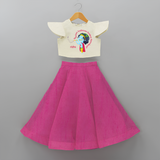 Flute-Playing Krishna Customised Frock for kids - FUSCHIA - 6 -9 Months Old (Chest 20") (Frock Waist 20")