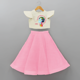 Flute-Playing Krishna Customised Frock for kids - PINK - 6 -9 Months Old (Chest 20") (Frock Waist 20")