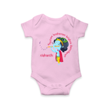 Flute-Playing Krishna Customized Romper set for kids - BABY PINK - 0 - 3 Months Old (Chest 16")