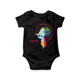 Flute-Playing Krishna Customized Romper set for kids - BLACK - 0 - 3 Months Old (Chest 16")