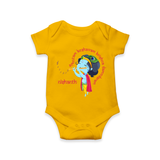 Flute-Playing Krishna Customized Romper set for kids - YELLOW - 0 - 3 Months Old (Chest 16")