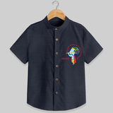 Flute-Playing Krishna Customised Shirt for kids - DARK GREY - 0 - 6 Months Old (Chest 23")