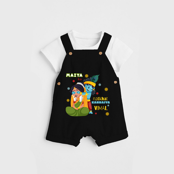 Little Krishna Customised Dungaree set for kids - BLACK - 0 - 5 Months Old (Chest 18")