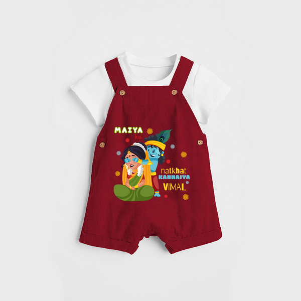 Little Krishna Customised Dungaree set for kids - RED - 0 - 5 Months Old (Chest 18")