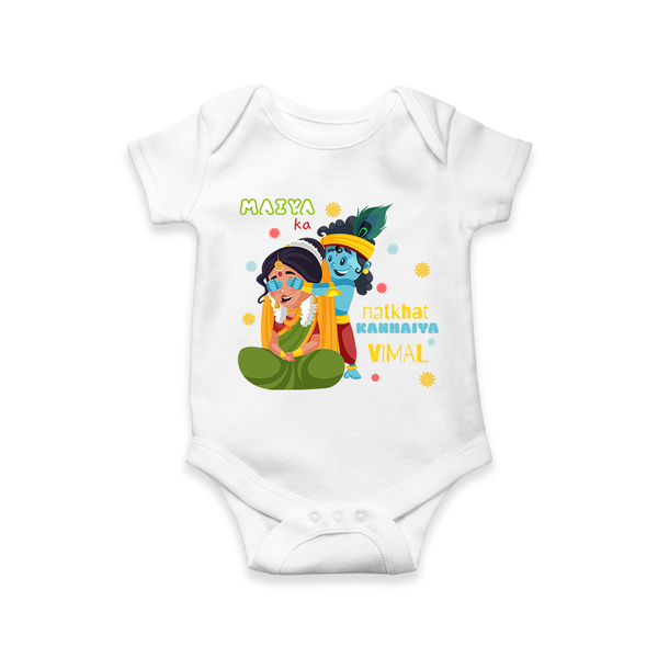 Little Krishna Customized Romper set for kids - WHITE - 0 - 3 Months Old (Chest 16")