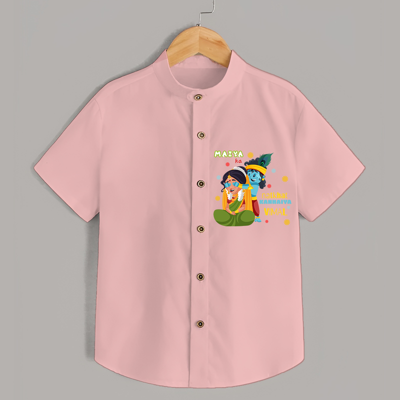 Little Krishna Customised Shirt for kids - PEACH - 0 - 6 Months Old (Chest 23")