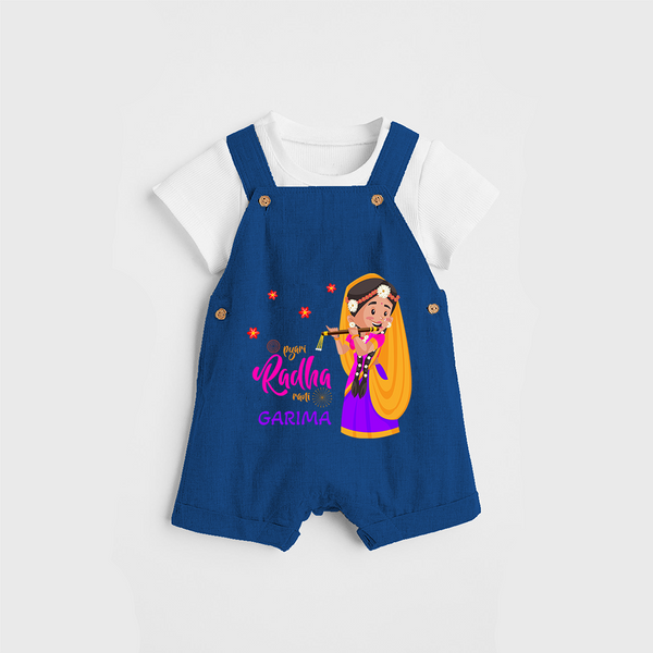 Little Radha Customised Dungaree set for kids - COBALT BLUE - 0 - 5 Months Old (Chest 18")