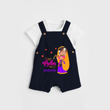 Little Radha Customised Dungaree set for kids - NAVY BLUE - 0 - 5 Months Old (Chest 18")