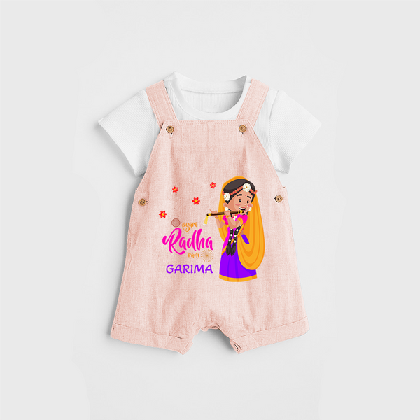 Little Radha Customised Dungaree set for kids - PEACH - 0 - 5 Months Old (Chest 18")