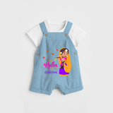 Little Radha Customised Dungaree set for kids - SKY BLUE - 0 - 5 Months Old (Chest 18")