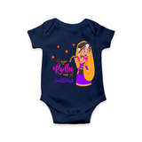 Little Radha Customized Romper set for kids - NAVY BLUE - 0 - 3 Months Old (Chest 16")