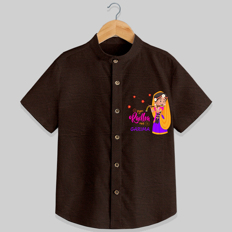 Little Radha Customised Shirt for kids - CHOCOLATE BROWN - 0 - 6 Months Old (Chest 23")