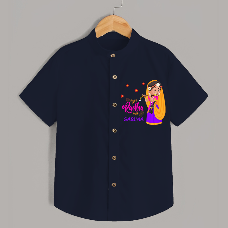 Little Radha Customised Shirt for kids - NAVY BLUE - 0 - 6 Months Old (Chest 23")
