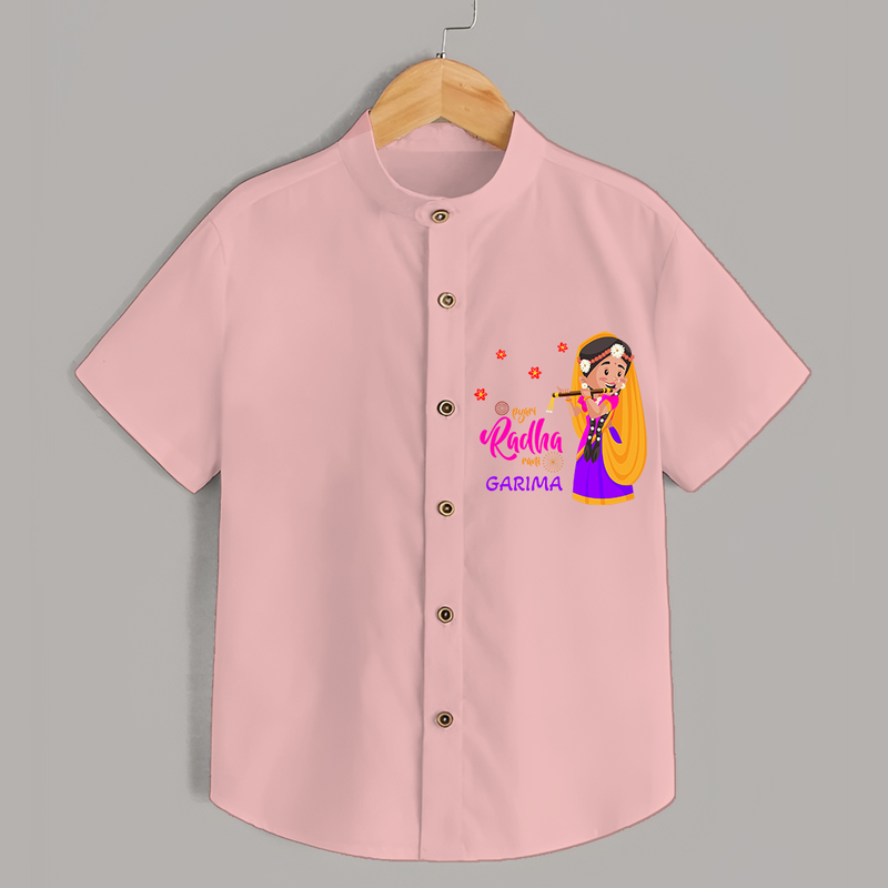 Little Radha Customised Shirt for kids - PEACH - 0 - 6 Months Old (Chest 23")