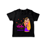 Little Radha Customised TShirt set for kids - BLACK - 0-5 Months Old (Chest 17")