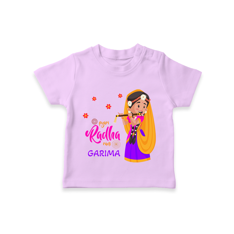 Little Radha Customised TShirt set for kids - LILAC - 0-5 Months Old (Chest 17")