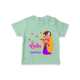 Little Radha Customised TShirt set for kids - MINT GREEN - 0-5 Months Old (Chest 17")