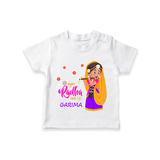 Little Radha Customised TShirt set for kids - WHITE - 0-5 Months Old (Chest 17")