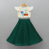 Little Krishna with Butter Pot Customised Frock for kids - BOTTLE GREEN - 6 -9 Months Old (Chest 20") (Frock Waist 20")