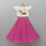 Little Krishna with Butter Pot Customised Frock for kids - FUSCHIA - 6 -9 Months Old (Chest 20") (Frock Waist 20")