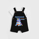 Cutest Kanna Customised Dungaree set for kids - BLACK - 0 - 5 Months Old (Chest 18")