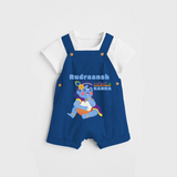 Cutest Kanna Customised Dungaree set for kids - COBALT BLUE - 0 - 5 Months Old (Chest 18")