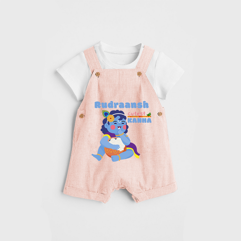 Cutest Kanna Customised Dungaree set for kids - PEACH - 0 - 5 Months Old (Chest 18")