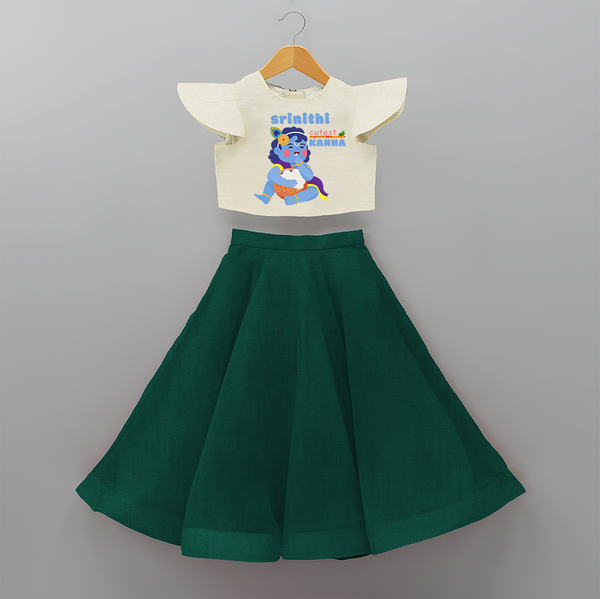 Cutest Kanna Customised Frock for kids - BOTTLE GREEN - 6 -9 Months Old (Chest 20") (Frock Waist 20")