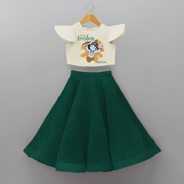 Cute Little Krishna Customised Frock for kids - BOTTLE GREEN - 6 -9 Months Old (Chest 20") (Frock Waist 20")