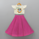 Cute Little Krishna Customised Frock for kids - FUSCHIA - 6 -9 Months Old (Chest 20") (Frock Waist 20")