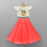 Cute Little Krishna Customised Frock for kids - RED - 6 -9 Months Old (Chest 20") (Frock Waist 20")