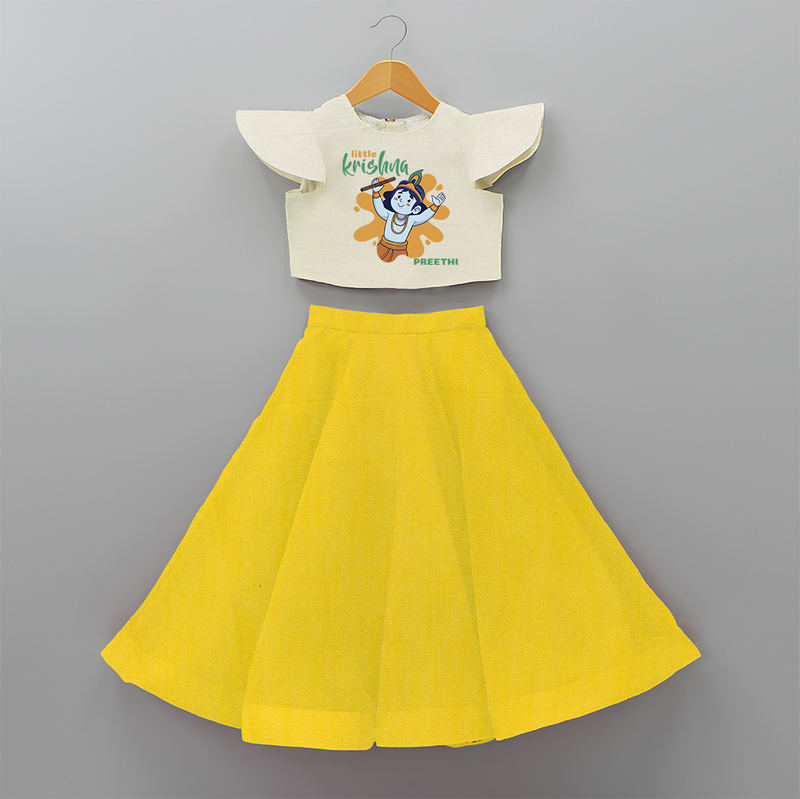 Cute Little Krishna Customised Frock for kids - YELLOW - 6 -9 Months Old (Chest 20") (Frock Waist 20")