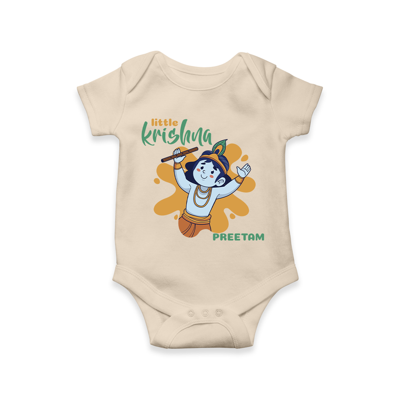 Cute Little Krishna Customized Romper set for kids - IVORY - 0 - 3 Months Old (Chest 16")