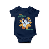 Cute Little Krishna Customized Romper set for kids - NAVY BLUE - 0 - 3 Months Old (Chest 16")