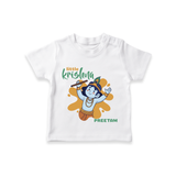 Cute Little Krishna Customised TShirt set for kids - WHITE - 0-5 Months Old (Chest 17")