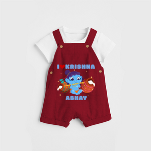 I Love Krishna Customised Dungaree set for kids