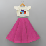 I Love Krishna Customised Frock for kids - FUSCHIA - 6 -9 Months Old (Chest 20") (Frock Waist 20")