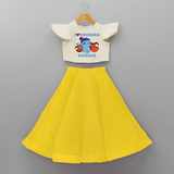 I Love Krishna Customised Frock for kids - YELLOW - 6 -9 Months Old (Chest 20") (Frock Waist 20")