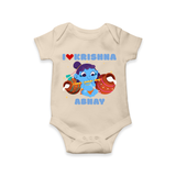 I Love Krishna Customized Romper set for kids - IVORY - 0 - 3 Months Old (Chest 16")