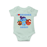 I Love Krishna Customized Romper set for kids - MINT GREEN - 0 - 3 Months Old (Chest 16")