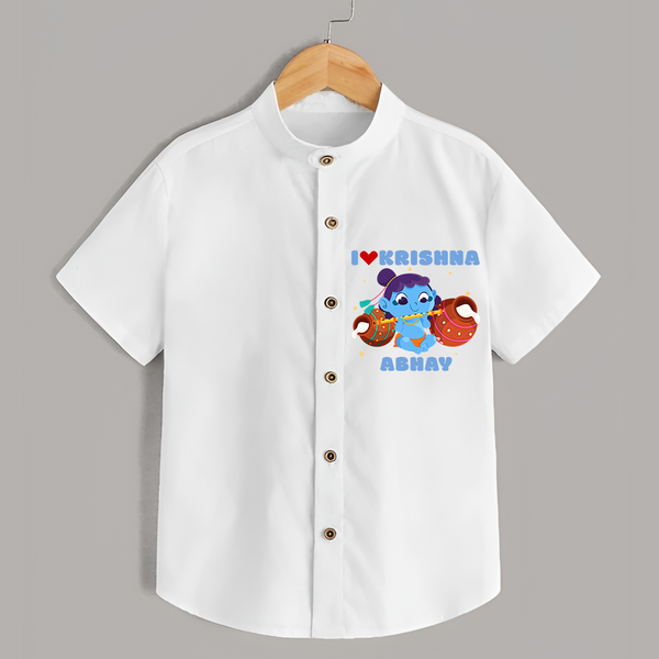 I Love Krishna Customised Shirt for kids - WHITE - 0 - 6 Months Old (Chest 23")