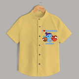 I Love Krishna Customised Shirt for kids - YELLOW - 0 - 6 Months Old (Chest 23")
