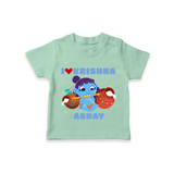 I Love Krishna Customised TShirt set for kids - MINT GREEN - 0-5 Months Old (Chest 17")