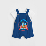 My First Krishna Jayanthi Customised Dungaree set for kids - COBALT BLUE - 0 - 5 Months Old (Chest 18")