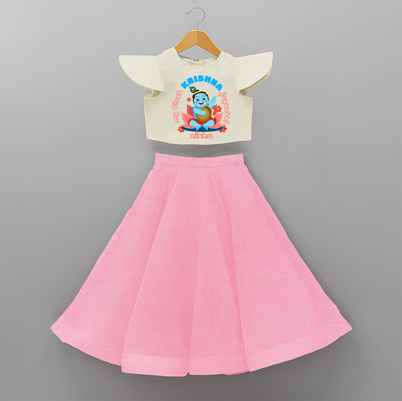 My First Krishna Jayanthi Customised Frock for kids - PINK - 6 -9 Months Old (Chest 20") (Frock Waist 20")