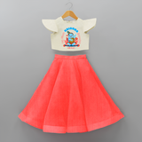 My First Krishna Jayanthi Customised Frock for kids - RED - 6 -9 Months Old (Chest 20") (Frock Waist 20")