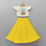 My First Krishna Jayanthi Customised Frock for kids - YELLOW - 6 -9 Months Old (Chest 20") (Frock Waist 20")