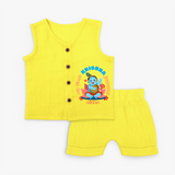 My First Krishna Jayanthi Customised Jabla set for kids - YELLOW - 0 - 3 Months Old (Chest 9.8")